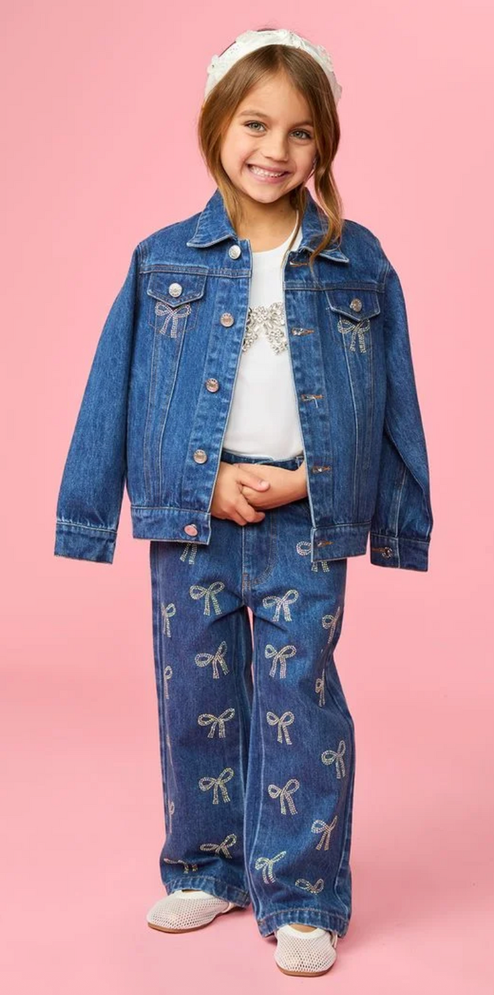 Dreamers Everly Crystal Bow Jean Jacket