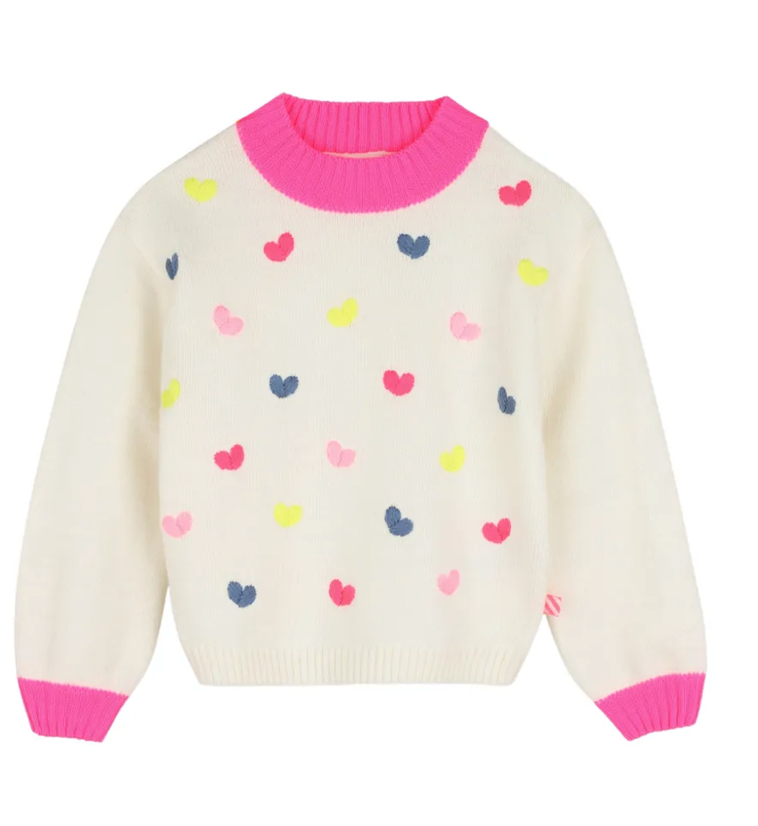 Billieblush Embroidered Hearts Sweater