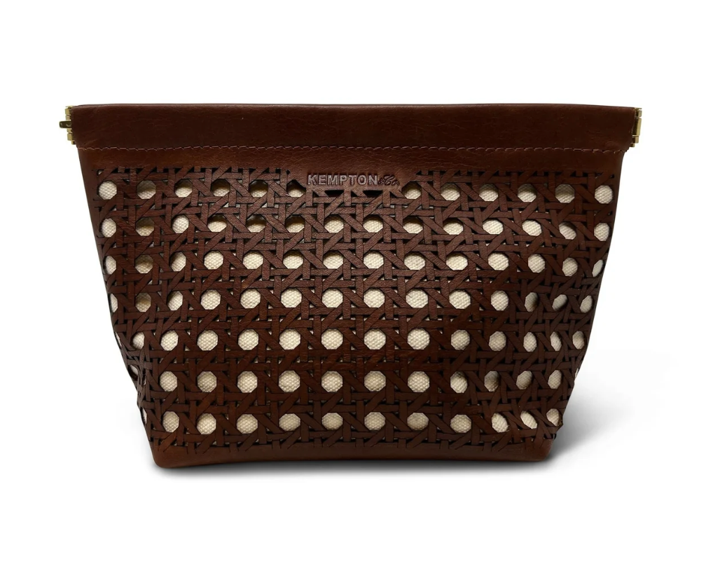 Kempton & Co Snap Make Up Bag- Leather Rattan