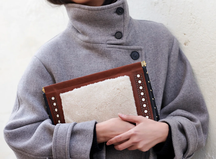 Kempton & Co Snap Clutch - Leather Rattan