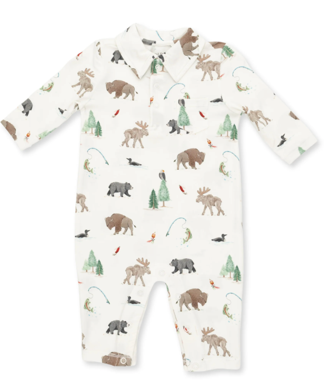 Angel Dear Northern Woodland Animals Polo Romper