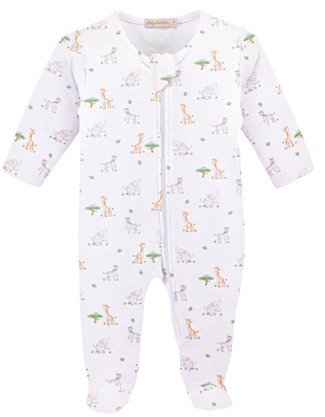 Baby Club Chic Tiny Safari Printed Pima Zipped Footie