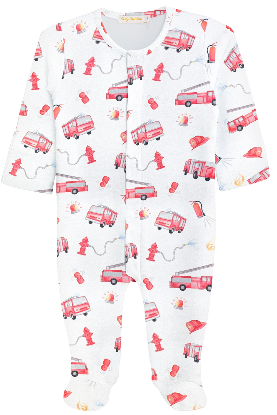 Baby Club Chic Firetrucks Printed Pima Footie