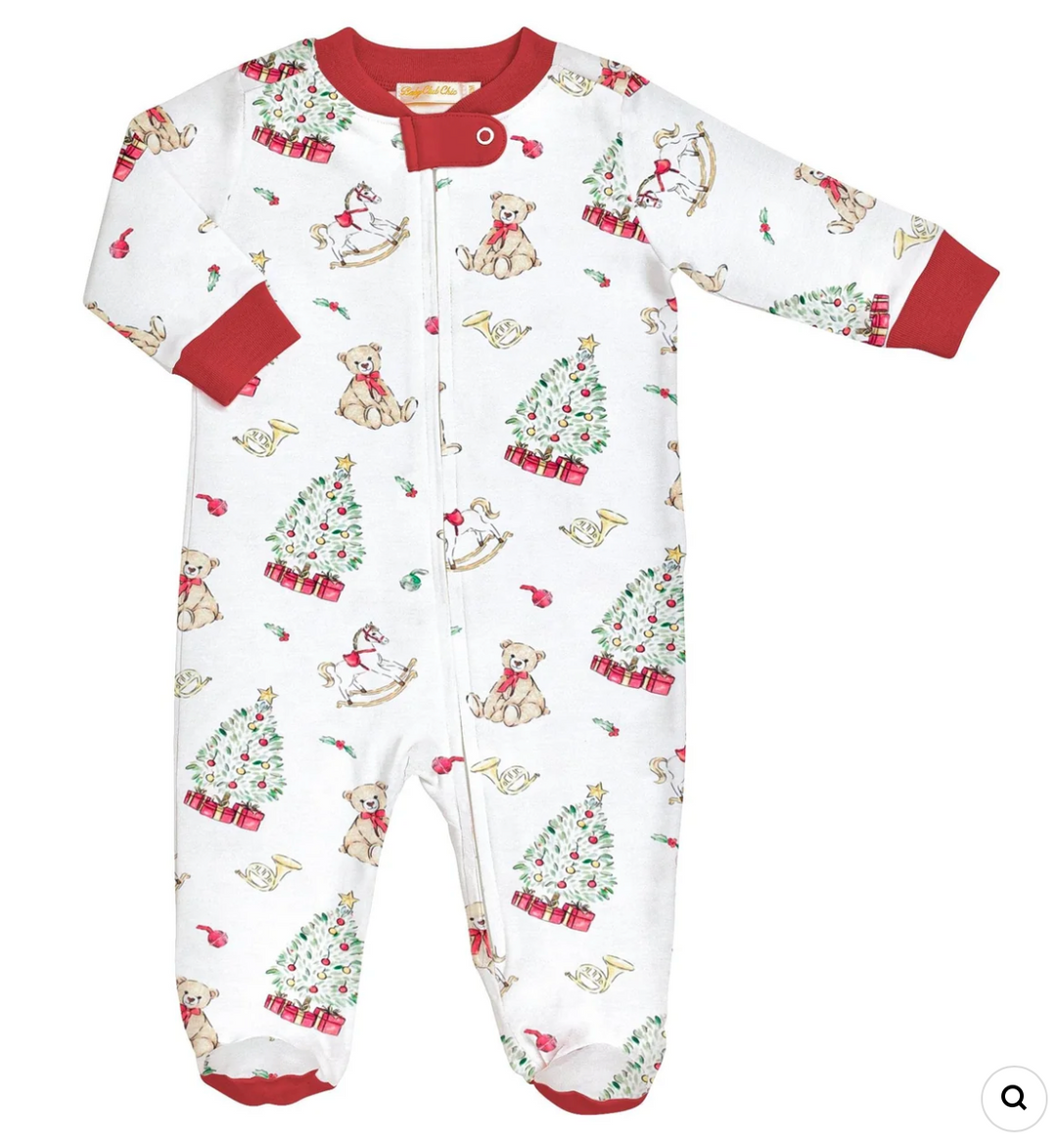 Baby Club Chic Holiday Time Printed Pima Footie
