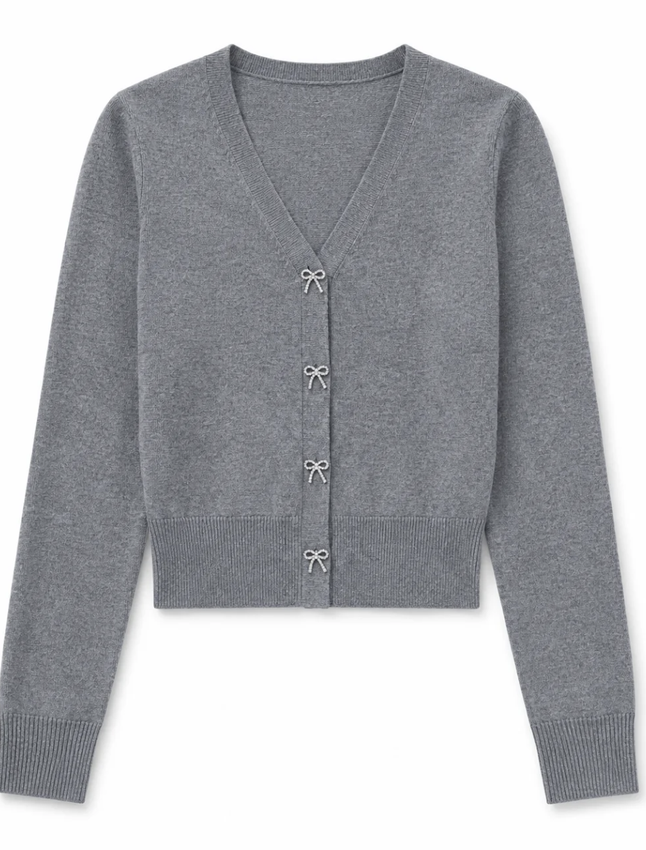 Theme Mickey Bow Diamond Buttons Cardigan