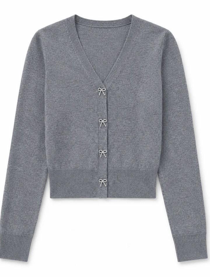 Theme Mickey Bow Diamond Buttons Cardigan