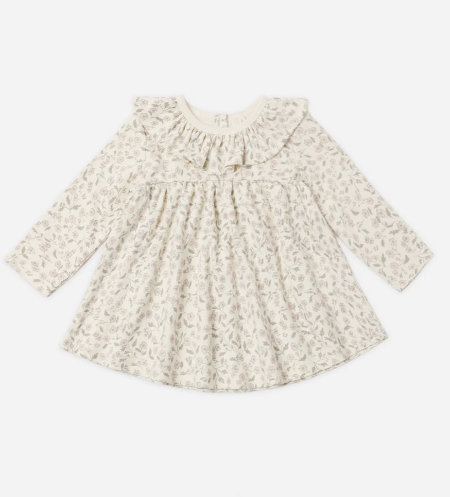 Quincy Mae Ruffle Collar Jersey Dress - Floret