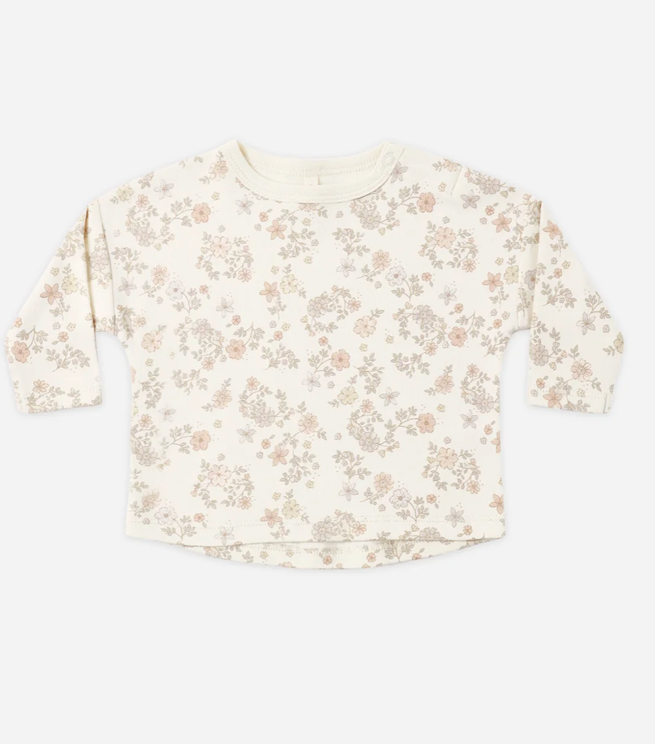 Quincy Mae Long Sleeve Tee- Floral Vine