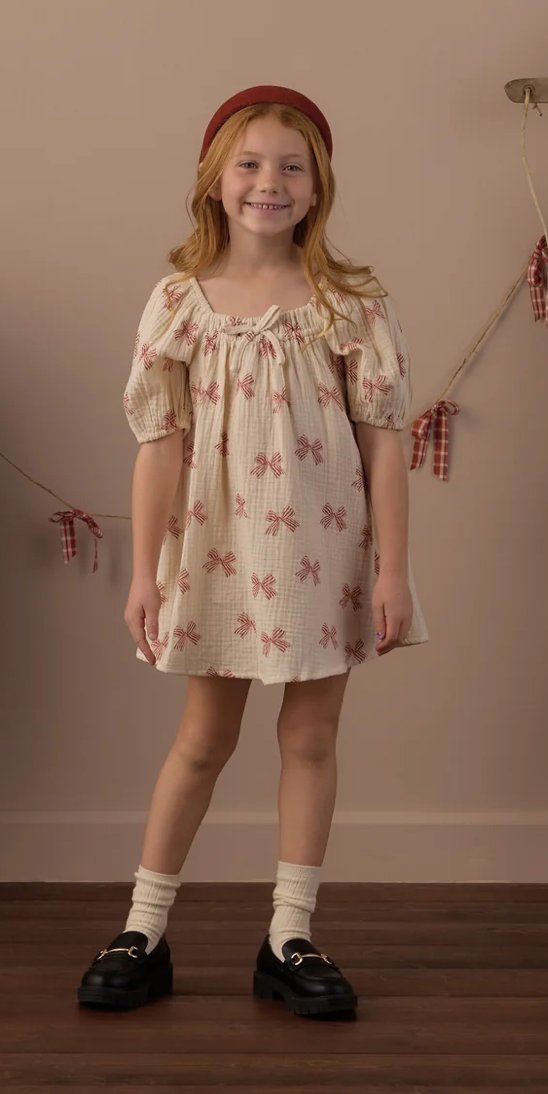 Rylee + Cru Peppermint Bows Sabrina Mini Dress
