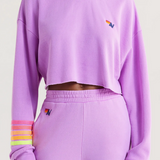 Aviator Nation Rugby Stitch Cropped Crew Sweatshirt