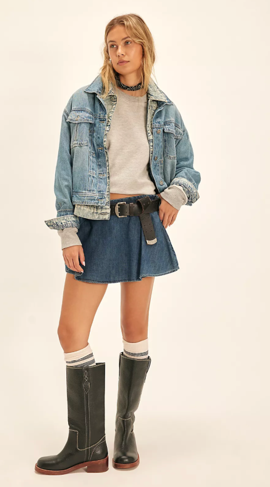 Free People Paradise Found Denim Skort Skipper & Scout 