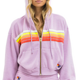 Aviator Nation 5 Stripe Cropped Zip Hoodie