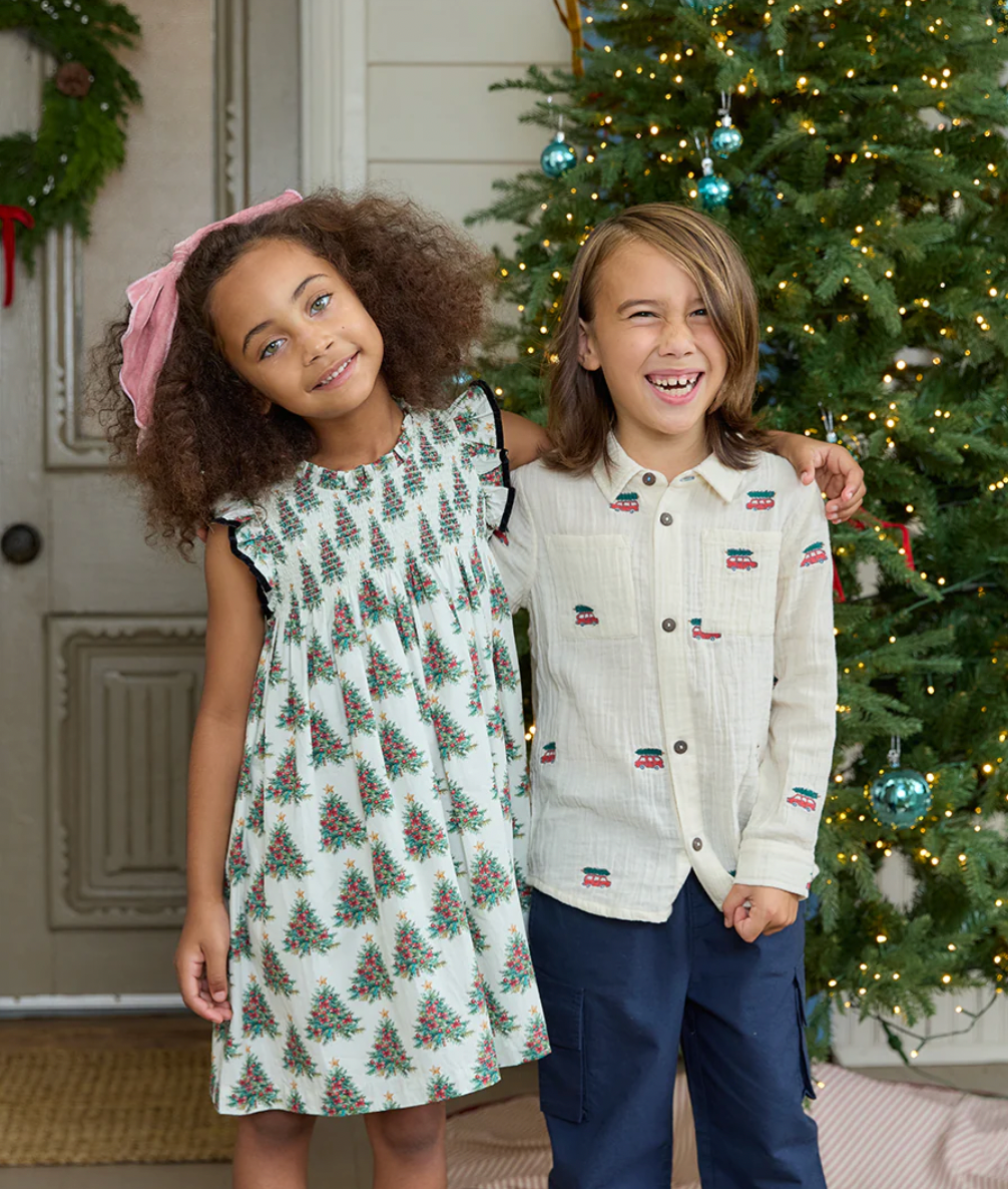 Pink Chicken Tree Farm Embroidery Jack Shirt Skipper & Scout 