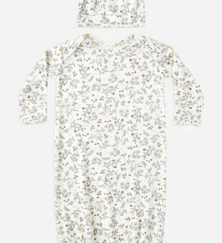 Quincy Mae BAMBOO BABY GOWN + HAT SET