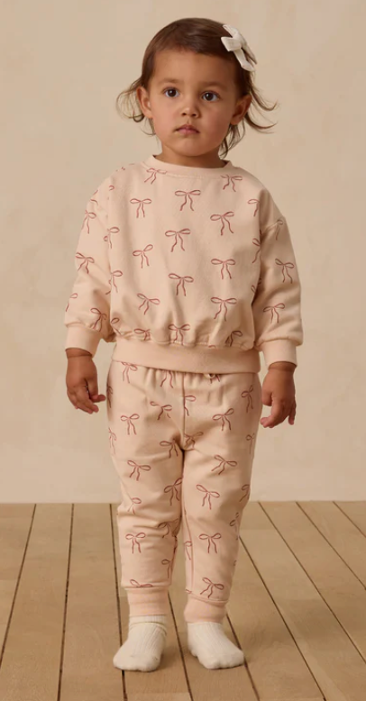 Quincy Mae Red Bows Relaxed Sweatshirt/Sweatpant SET