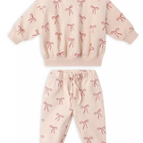 Quincy Mae Red Bows Relaxed Sweatshirt/Sweatpant SET