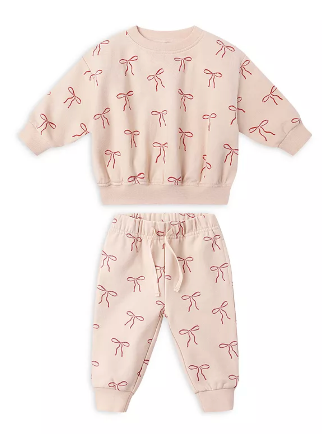 Quincy Mae Red Bows Relaxed Sweatshirt/Sweatpant SET