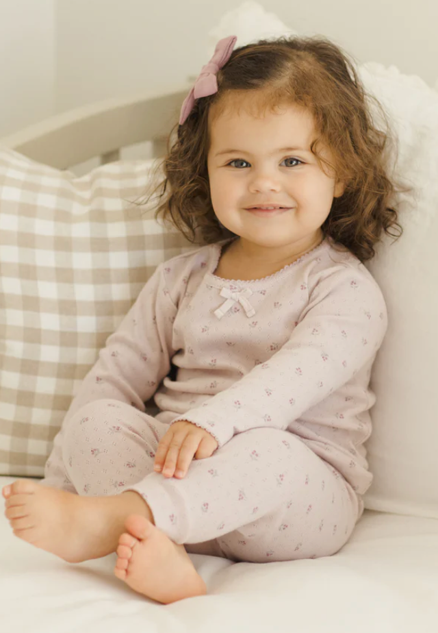 Quincy Mae Pointelle Ditsy LS Tee/Legging SET