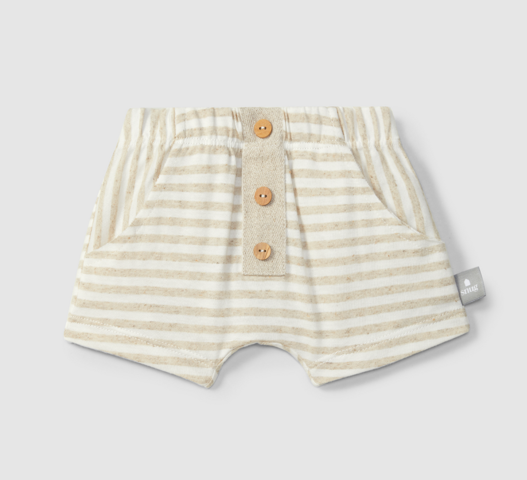 Snug Henley Tee/Striped Shorts SET