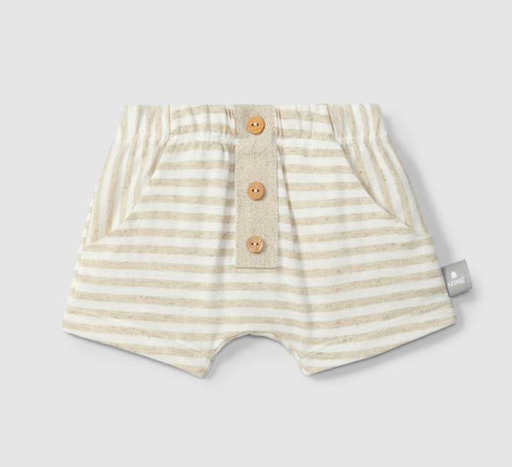 Snug Henley Tee/Striped Shorts SET