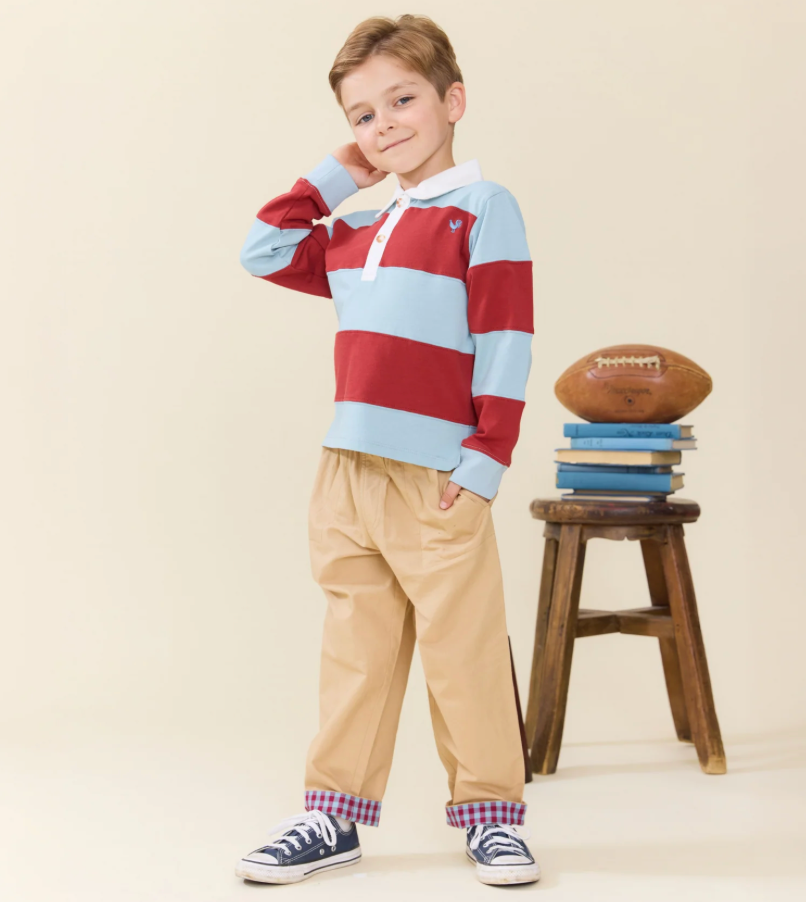 Pink Chicken Boys Albert Striped Rugby Shirt