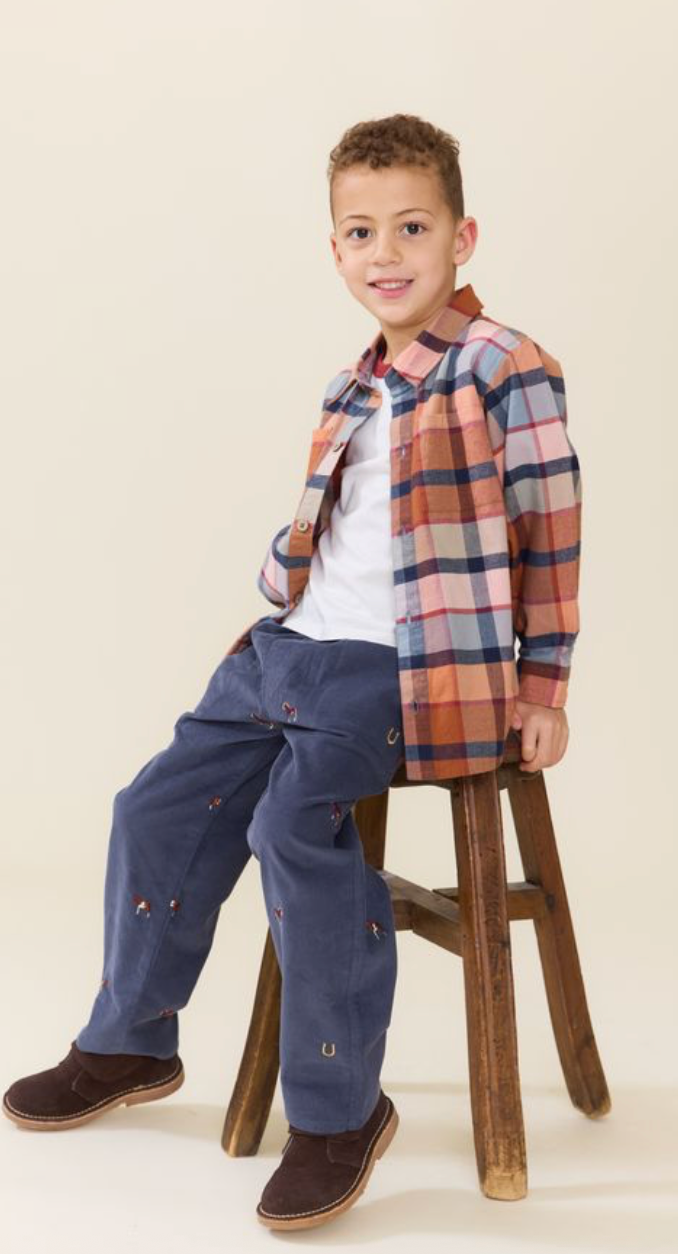 Pink Chicken Boys LS Jack Shirt - Hayride Plaid