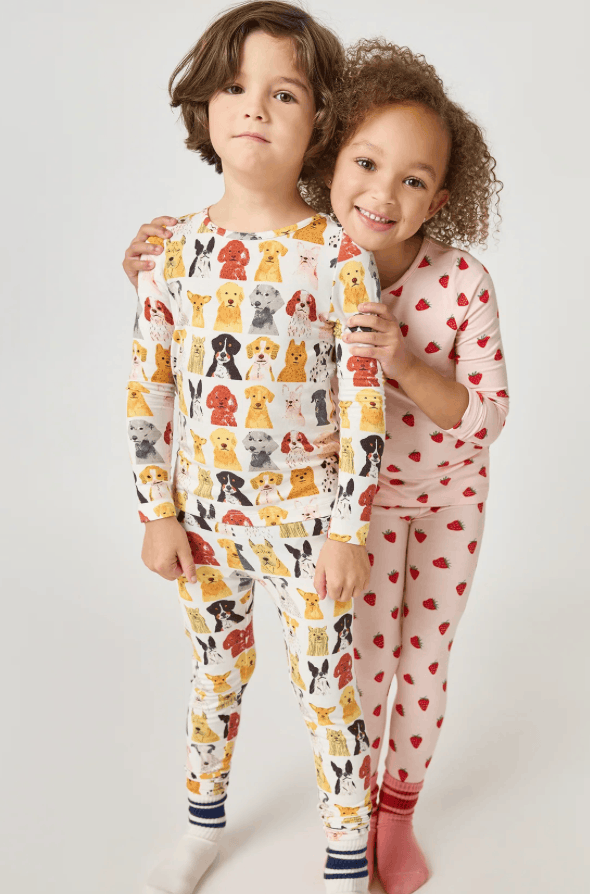 Pink Chicken Small Watercolor Dogs Bamboo PJ Set Skipper & Scout 