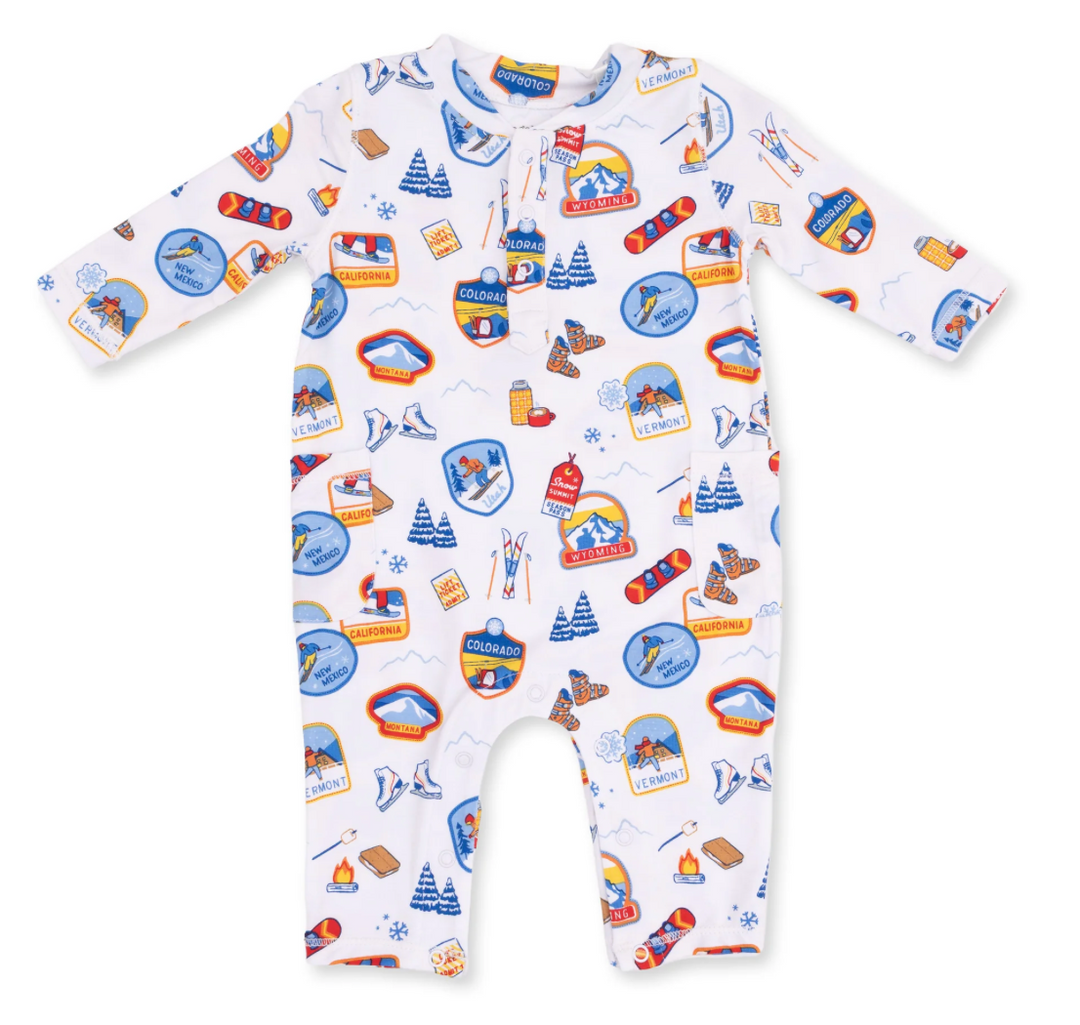 Angel Dear Vintage Ski Patches Uni Romper