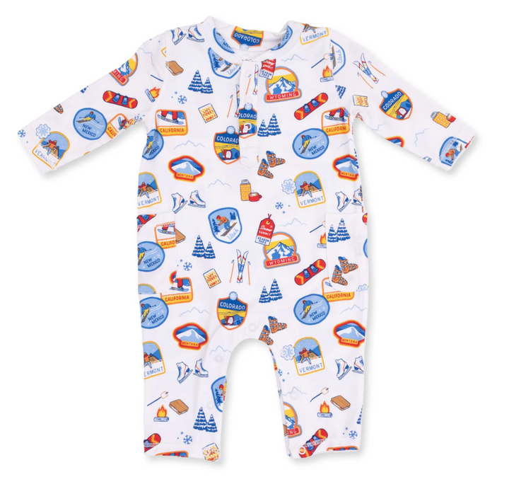 Angel Dear Vintage Ski Patches Uni Romper
