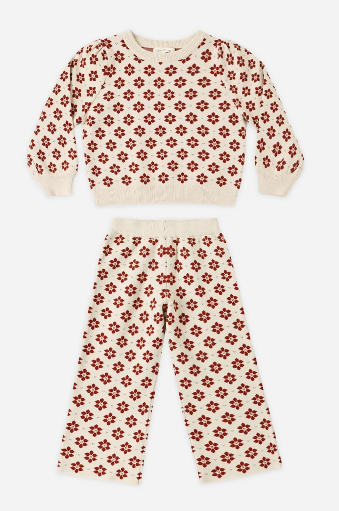 Rylee + Cru Pointsettia Jacquard Knit Set