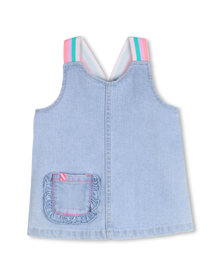 Billieblush Infant Denim Dress w Rainbow Straps