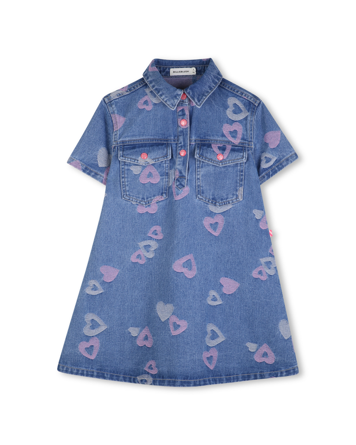 Billieblush Denim Heart Print Dress
