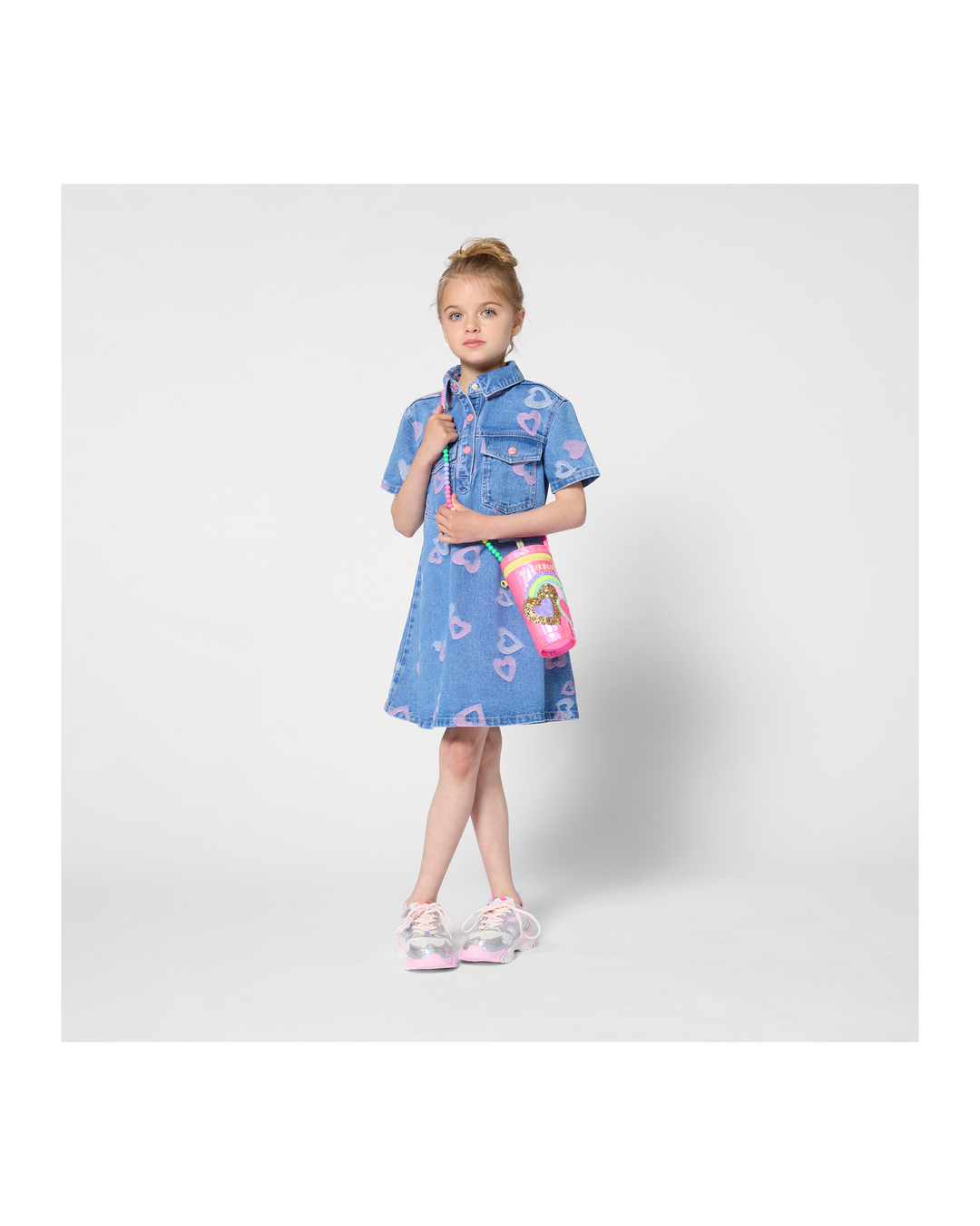 Billieblush Denim Heart Print Dress