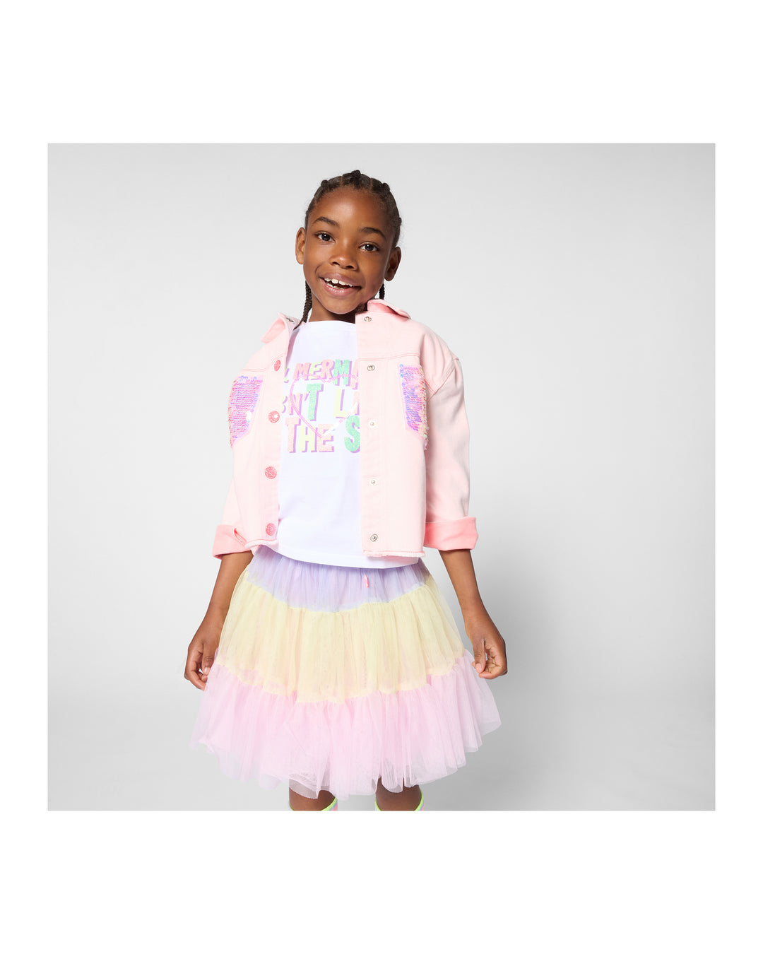 Billieblush Striped Mesh Skirt