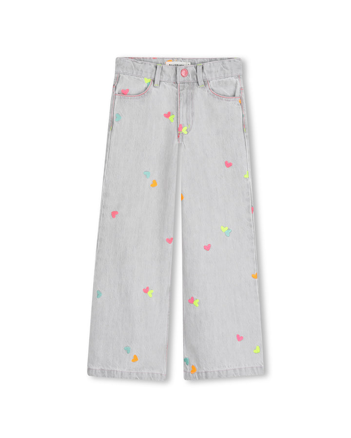 Billieblush Embroidered Heart Denim Pants