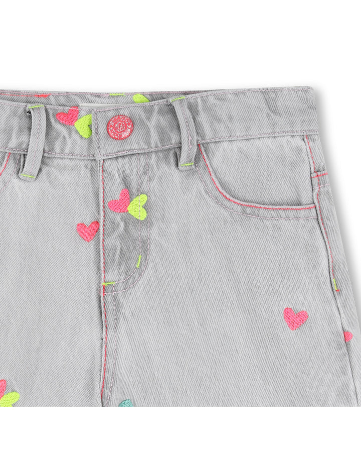 Billieblush Embroidered Heart Denim Shorts