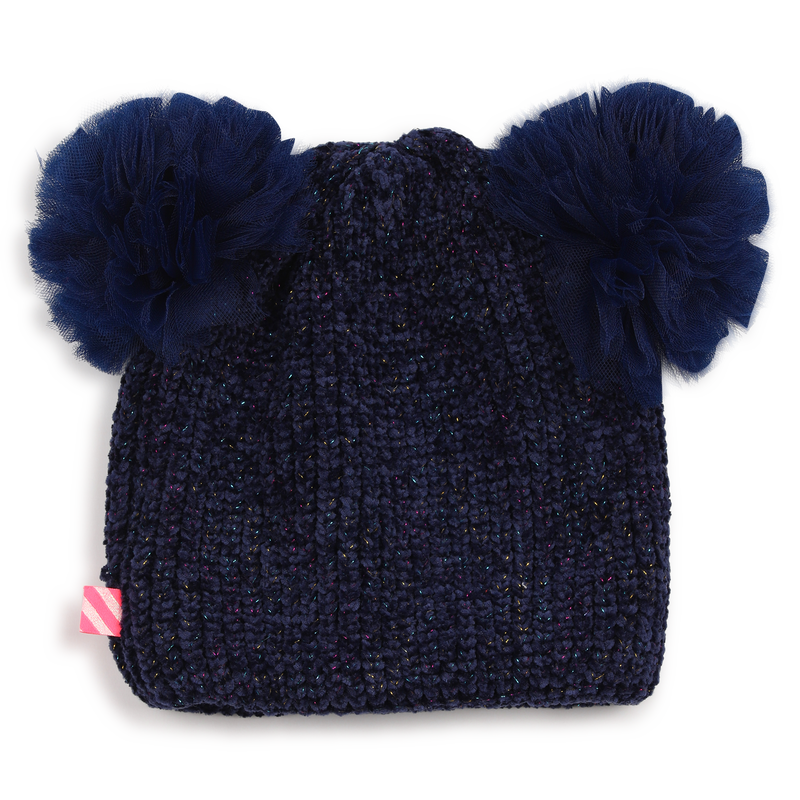 Billieblush Double Pom Chenille Logo Beanie
