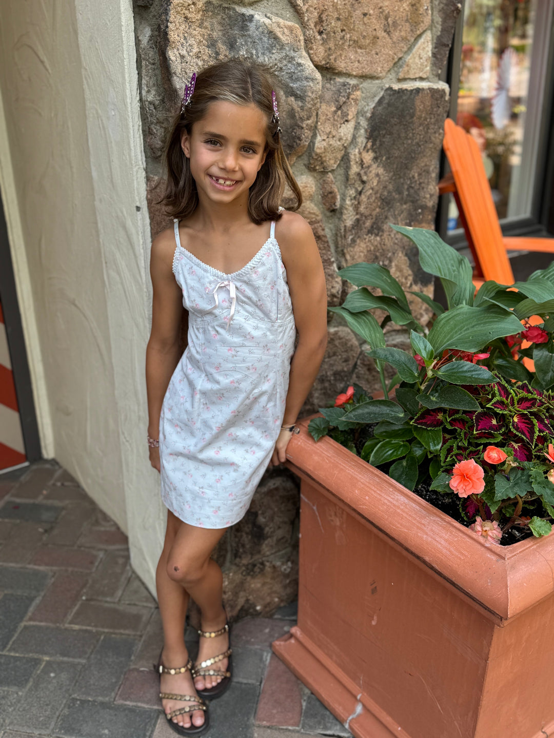 Love Shack Fancy Tween Velasca Floral Cotton Mini Dress