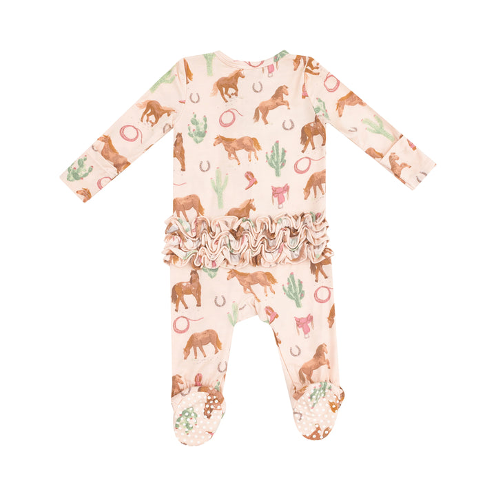 Angel Dear Western Horses Ruffle Back Footie