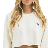 Aviator Nation Rugby Stitch Cropped Crew Sweatshirt