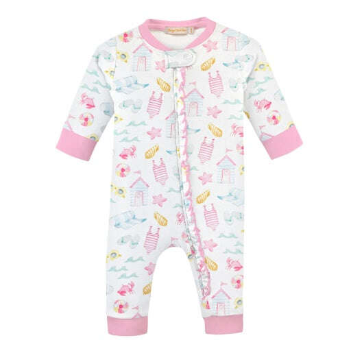 Baby Club Chic Summer Fun Zip Ruffle Coverall Printed