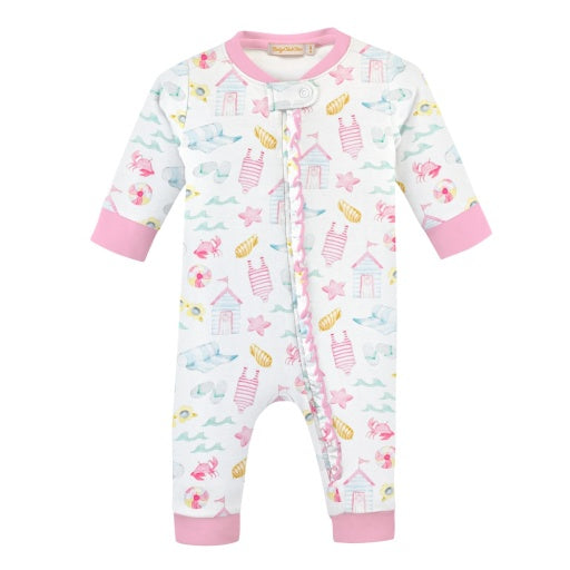 Baby Club Chic Summer Fun Zip Ruffle Coverall Printed - 6-9M