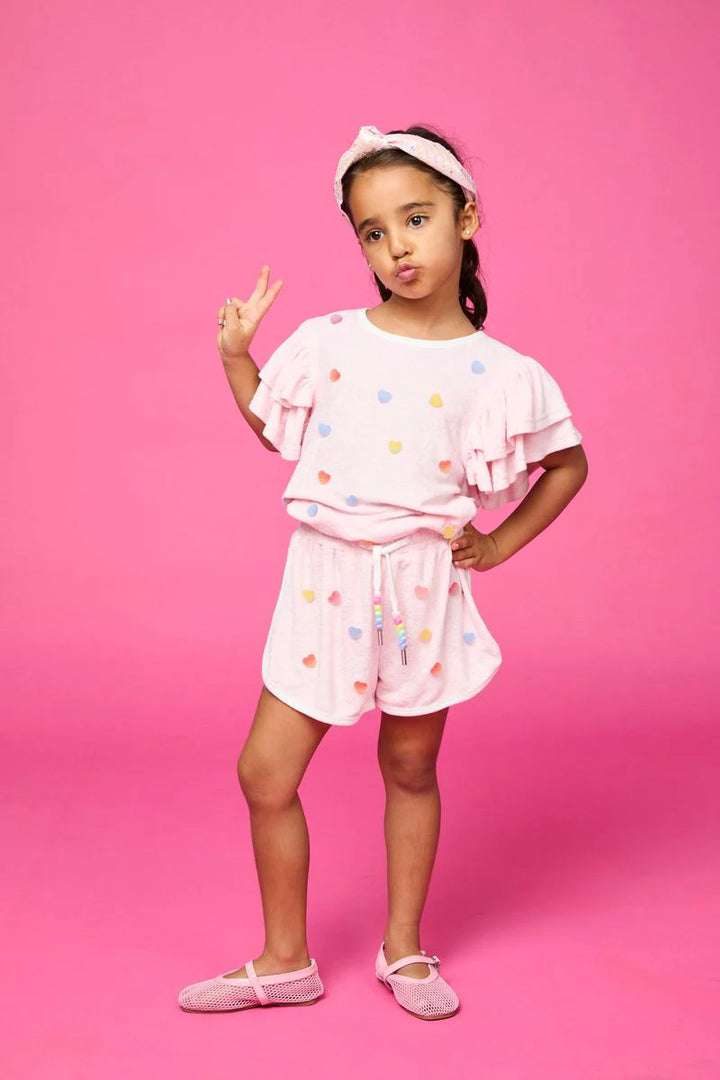 Dreamers Candy Heart Ruffle Sleeve Top/Shorts SET