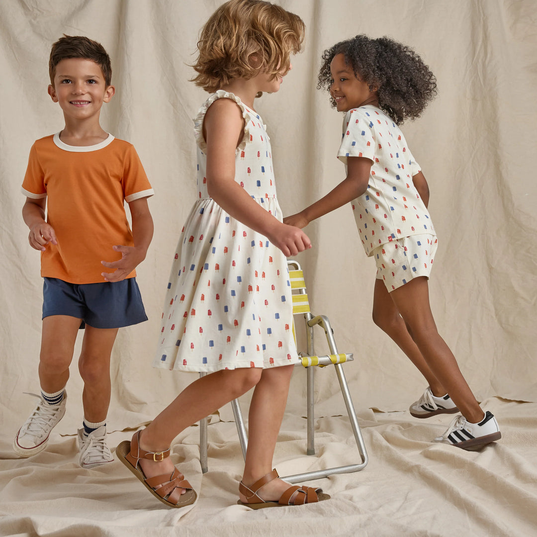 Pink Chicken Coop Sunny Ruffle Dress - Popsicles
