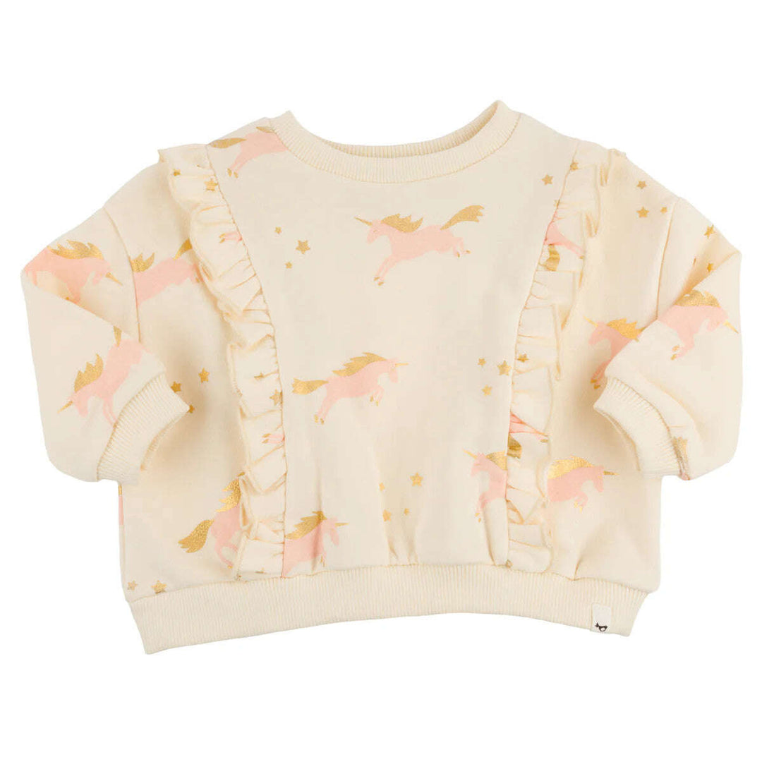 Oh Baby! Unicorn Print Millie Ruffle Sweatshirt Skipper & Scout 