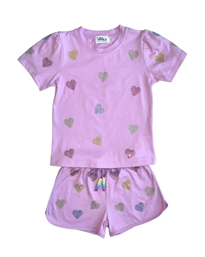 Lola & the Boys Crystal Hearts Short Set