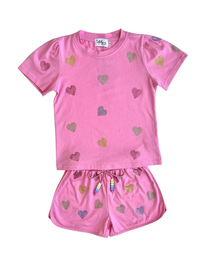 Lola & the Boys Crystal Hearts Short Set