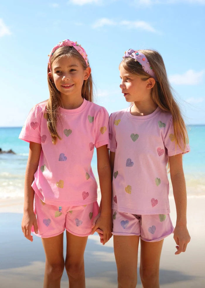 Lola & the Boys Crystal Hearts Short Set