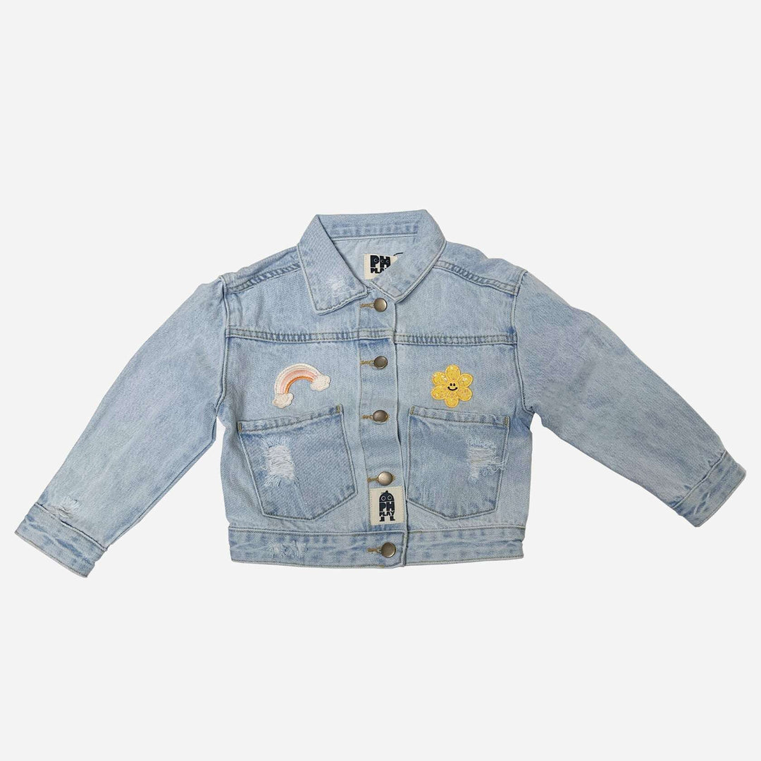 Petite Hailey Patched Denim Jacket