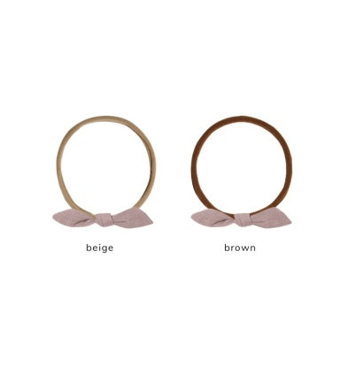 Quincy Mae LITTLE KNOT HEADBAND - MAUVE BEIGE